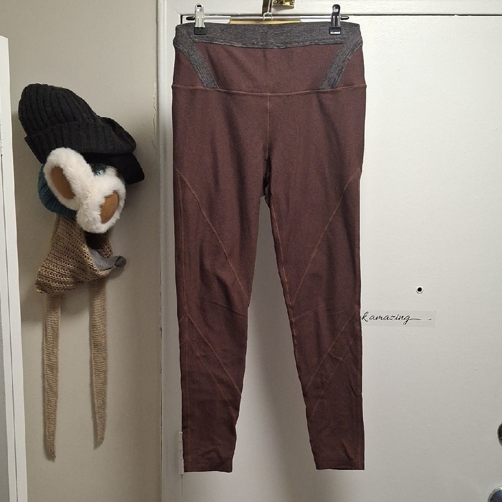 Prana Jacquard Textured Leggings - Brown Heather - Large - 27" Inseam